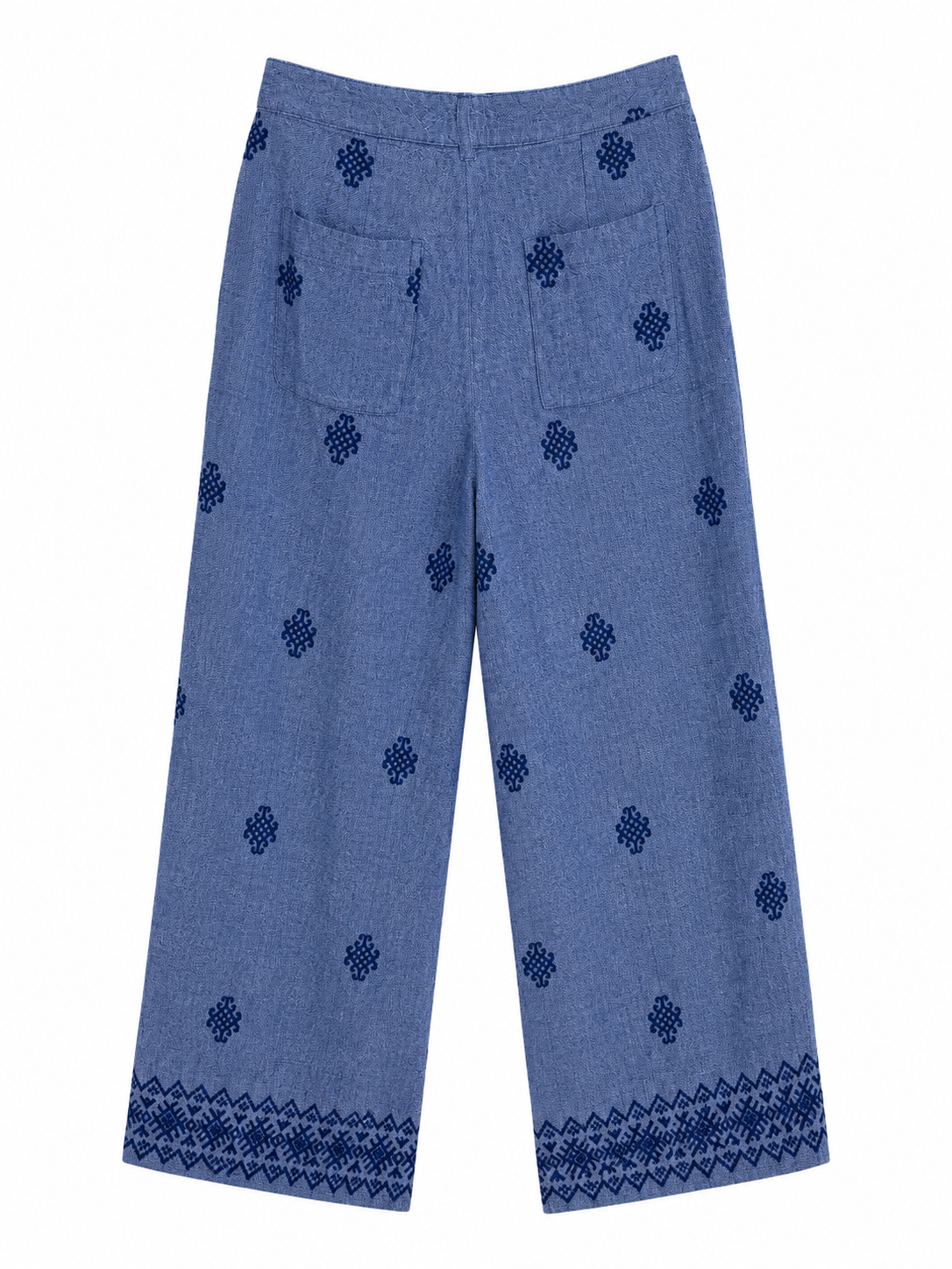 Liberto Printed Wide-Leg Trousers – Blue