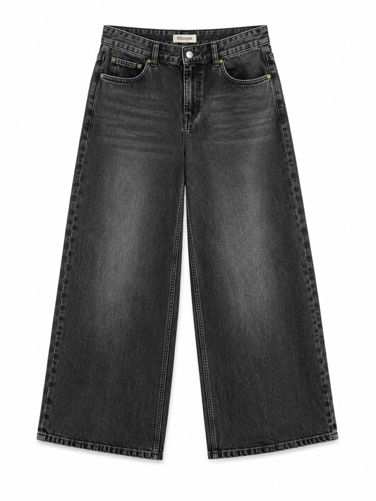 Bonprix Washed Black Wide Leg Jeans