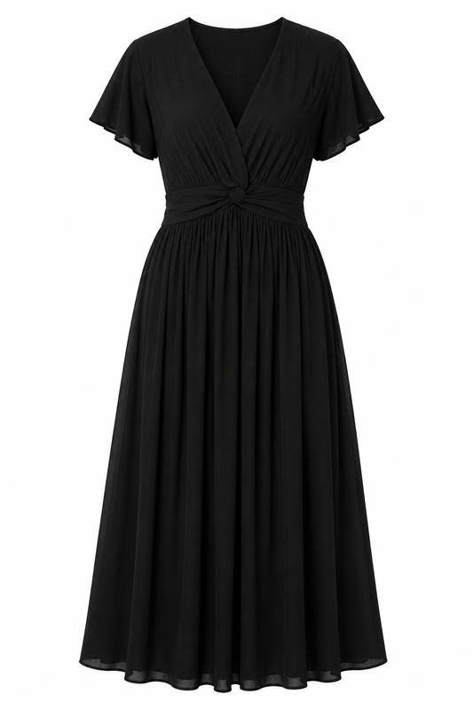 Linen Blend Midi Dress – Product Description