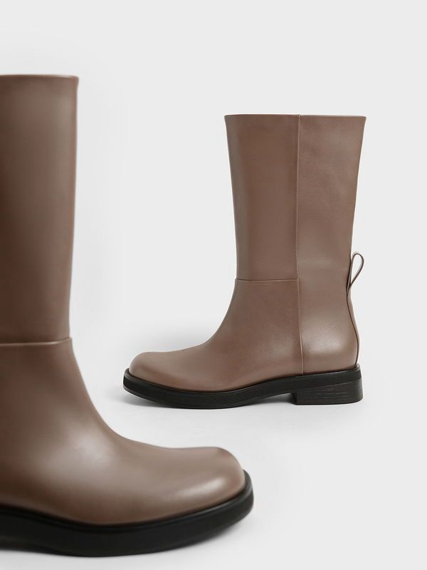 CHARLES & KEITH MID-CALF LEATHER BOOTS