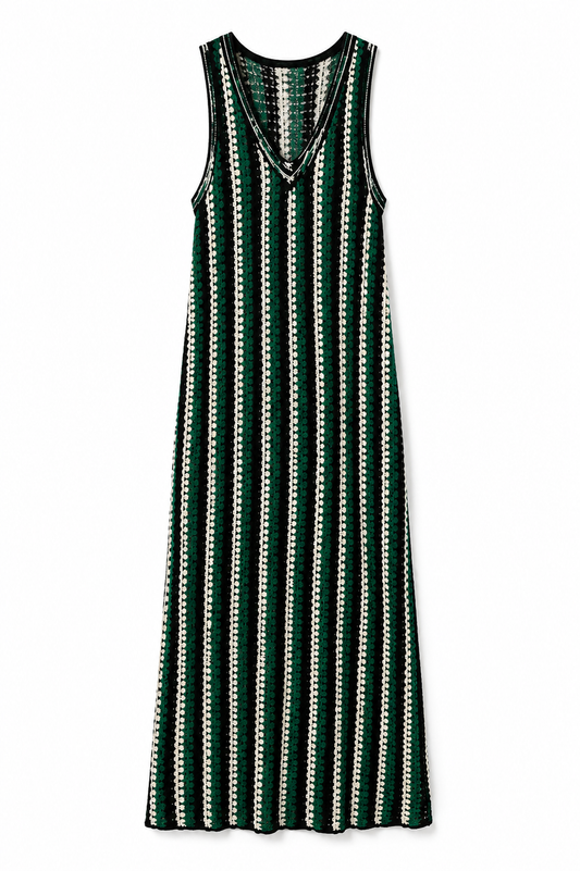 Cashmay Striped Knit Maxi Dress