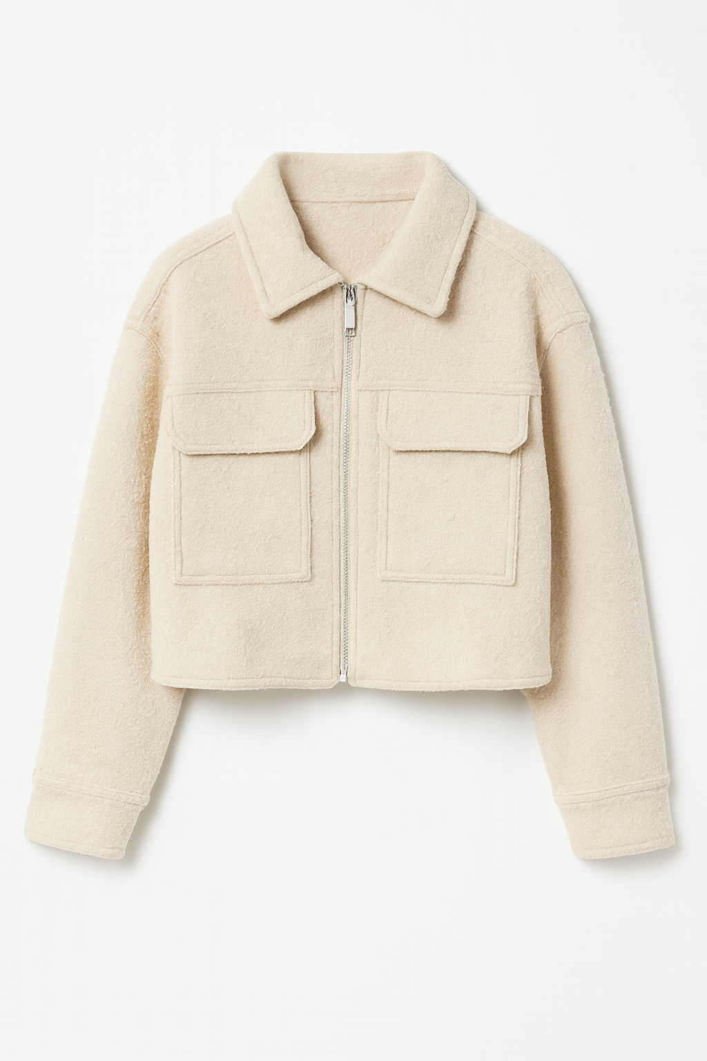 Mango Women’s Cropped Wool-Blend Jacket – Cream