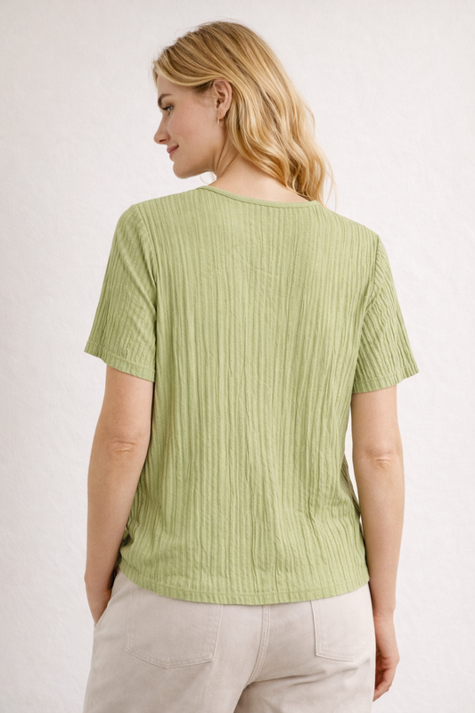 VILA Textured Ribbed Blouse – Light Green