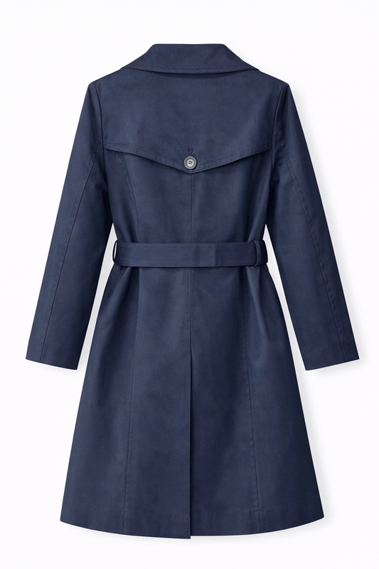 classic navy trench coat