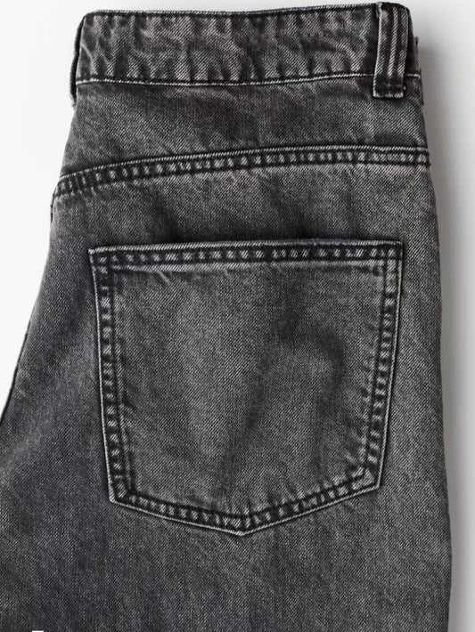 H&M Wide-Leg Washed Black Jeans