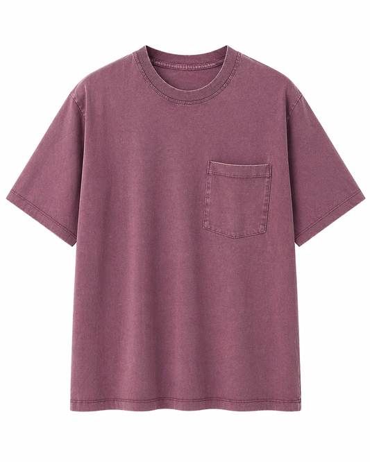 Titin Pocket T-Shirt – Washed Burgundy (Vintage Style)