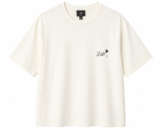 H&M Cream Minimal Graphic T-Shirt