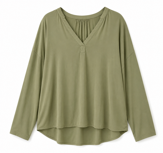 Esprit – Relaxed V-Neck Long Sleeve Top