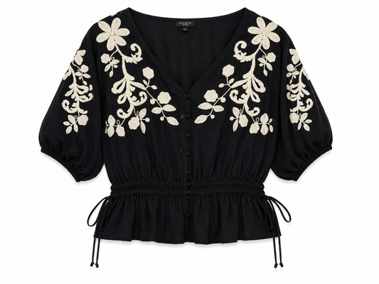 Talbots Embroidered Peplum Blouse