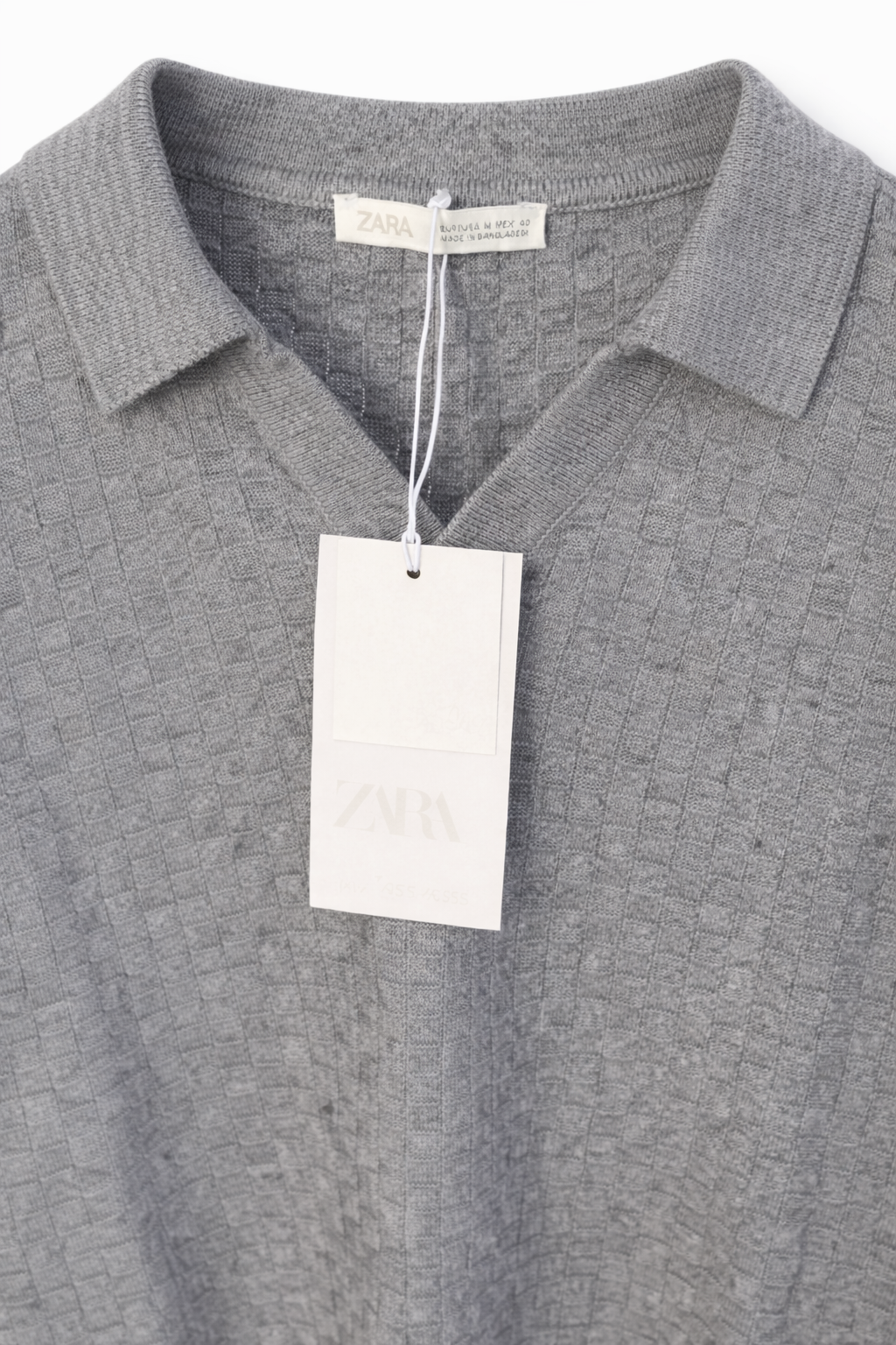 ZARA Textured Knit Polo Blouse
