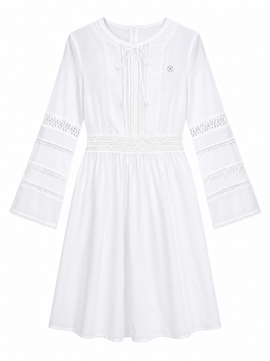 Denim & Lace White Lace Detail Midi Dress