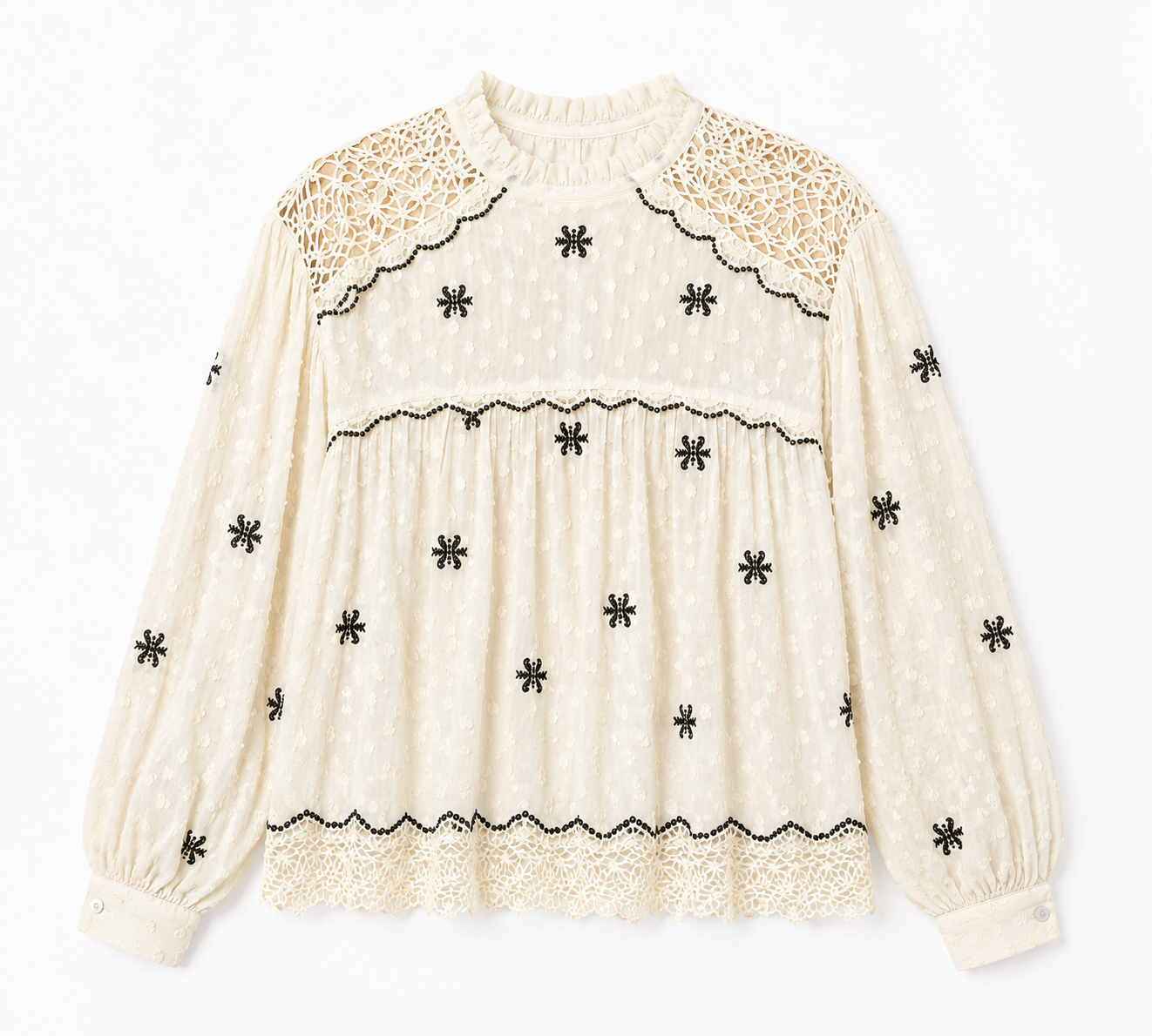 Zara Embroidered Lace Blouse – Product Description