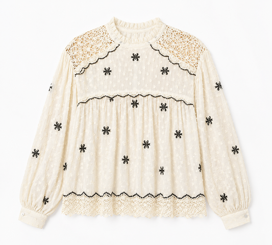 Zara Embroidered Lace Blouse – Product Description
