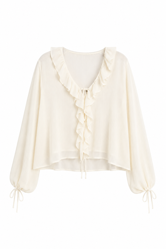 ONLY Cream Ruffle Blouse