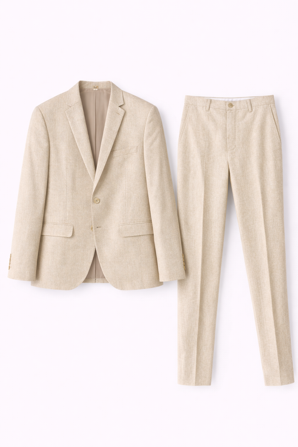 Moss London Men’s Linen Formal Trousers – Light beige