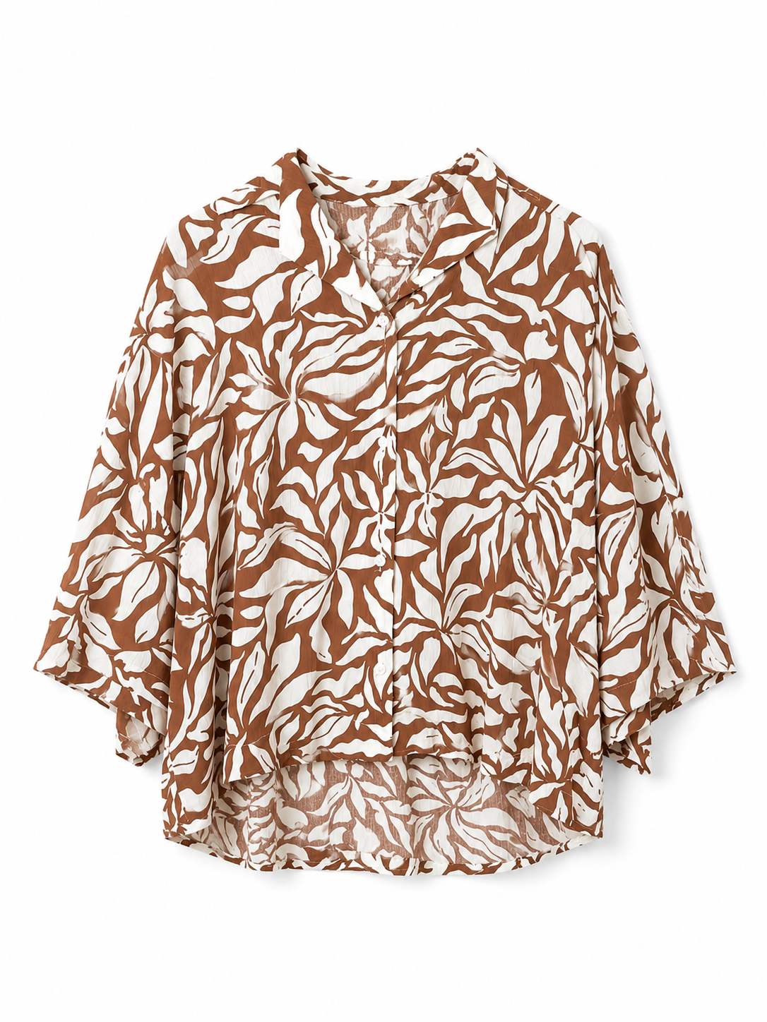 On Brown & White Printed Shirt