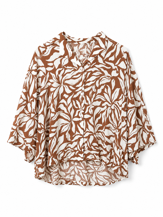 On Brown & White Printed Shirt