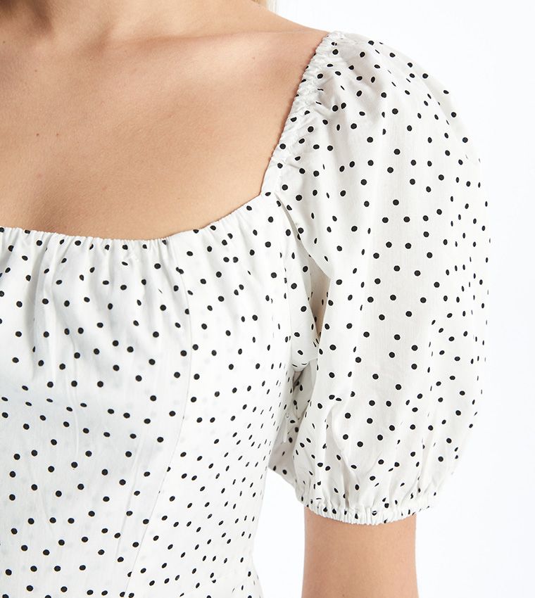 LC Waikiki Polka Dot Midi Dress – White & Black