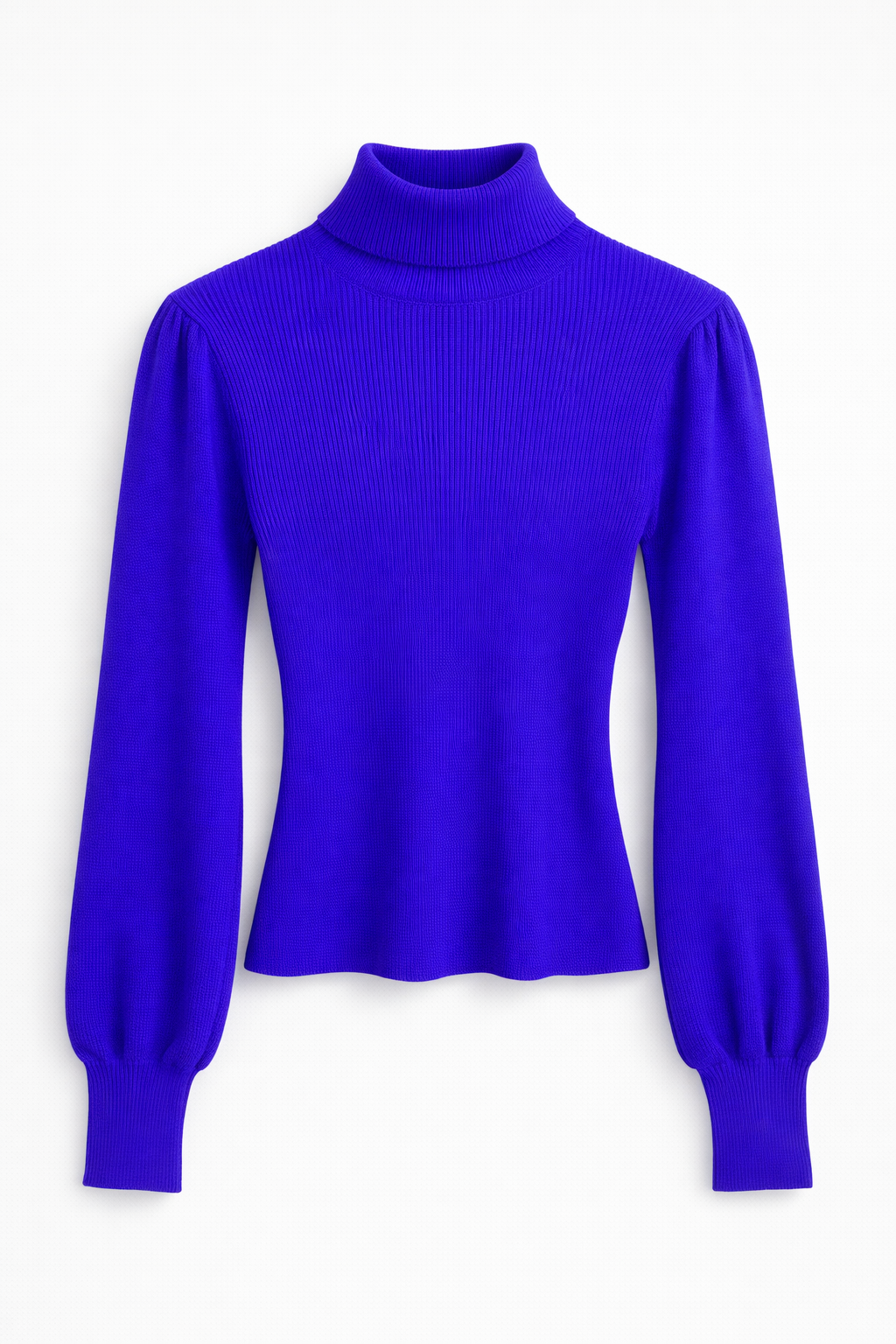 Zara Ribbed Turtleneck Blouse - royal blue