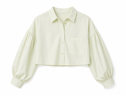 Ann Taylor Cropped Balloon Sleeve Shirt