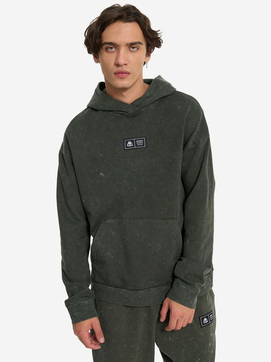 Kappa Unisex Washed Hoodie – Dark Olive