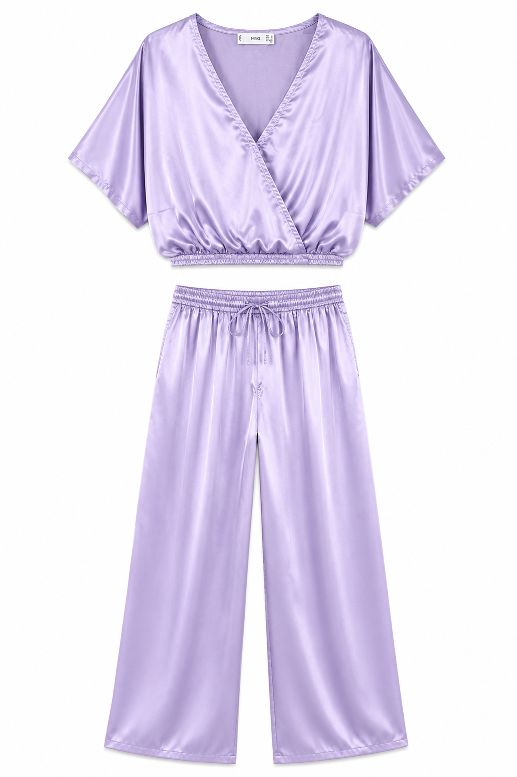 MANGO Satin Two-Piece Set – Lavender