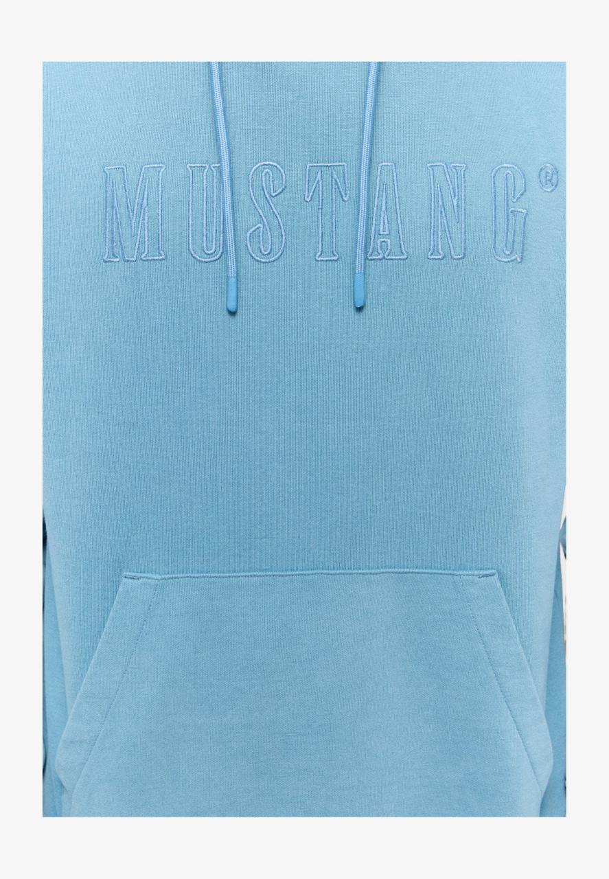 Mustang Unisex Embroidered Logo Hoodie – Light Blue