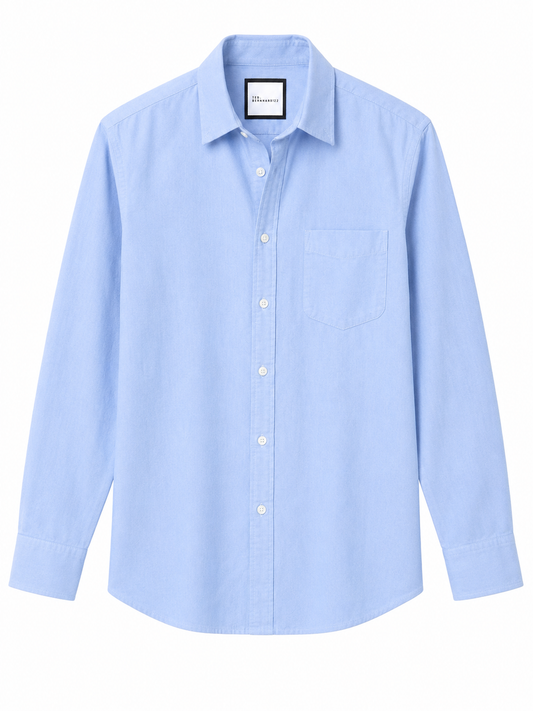 Refined and versatile Ted Bernhardtz long-sleeve shirt in a soft light blue color,