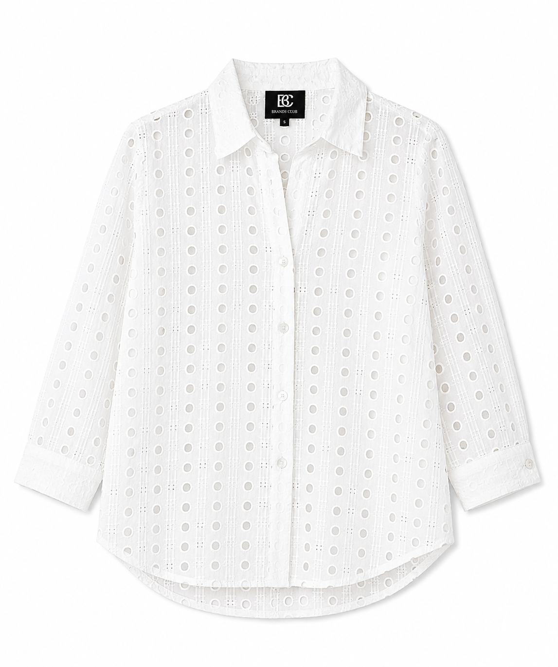 GG Long – Eyelet Embroidered Button-Up Shirt