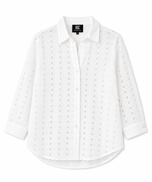 GG Long – Eyelet Embroidered Button-Up Shirt