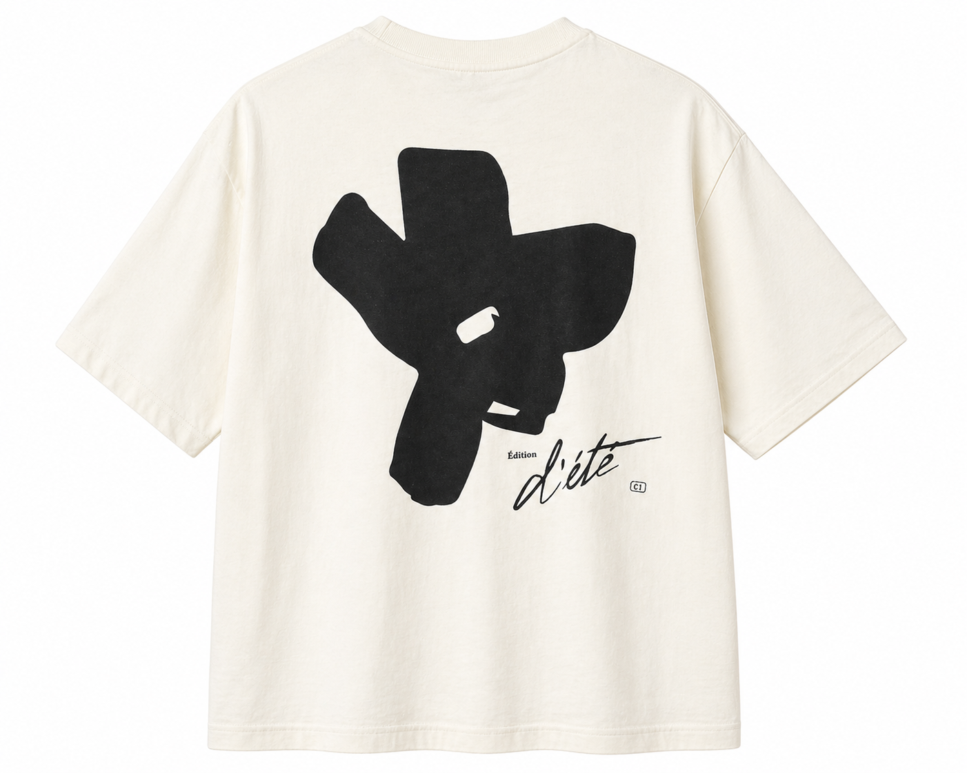 H&M Cream Minimal Graphic T-Shirt