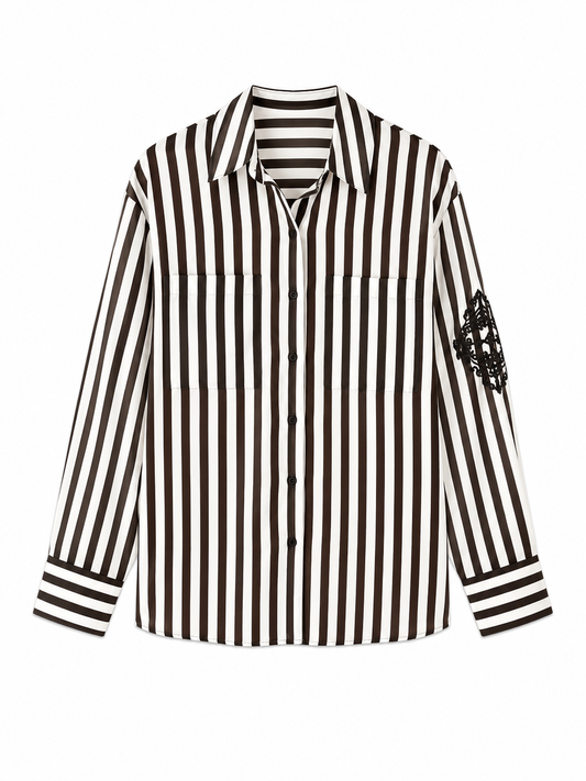 Women's Striped Button-Up Shirt – Product Description