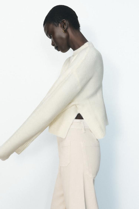 ZARA Soft Knit Blouse - Cream / off-white