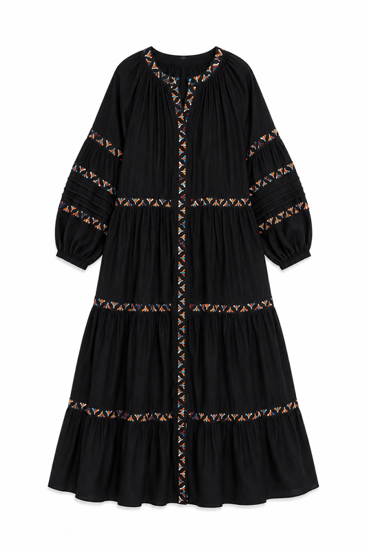 Sea Black Embroidered Maxi Dress