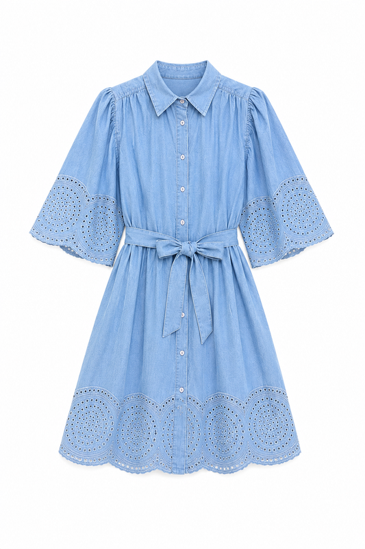 Minus Embroidered Shirt Dress – Dusty Blue