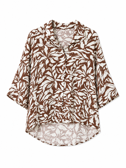 ON Brown & White Tropical Print Shirt