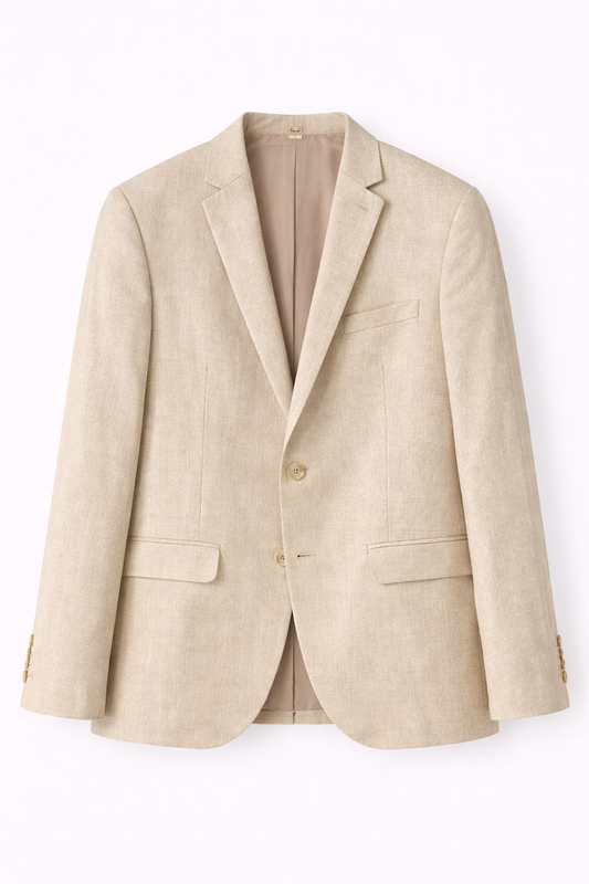 Moss London Men’s Linen Formal Blazer – light beige