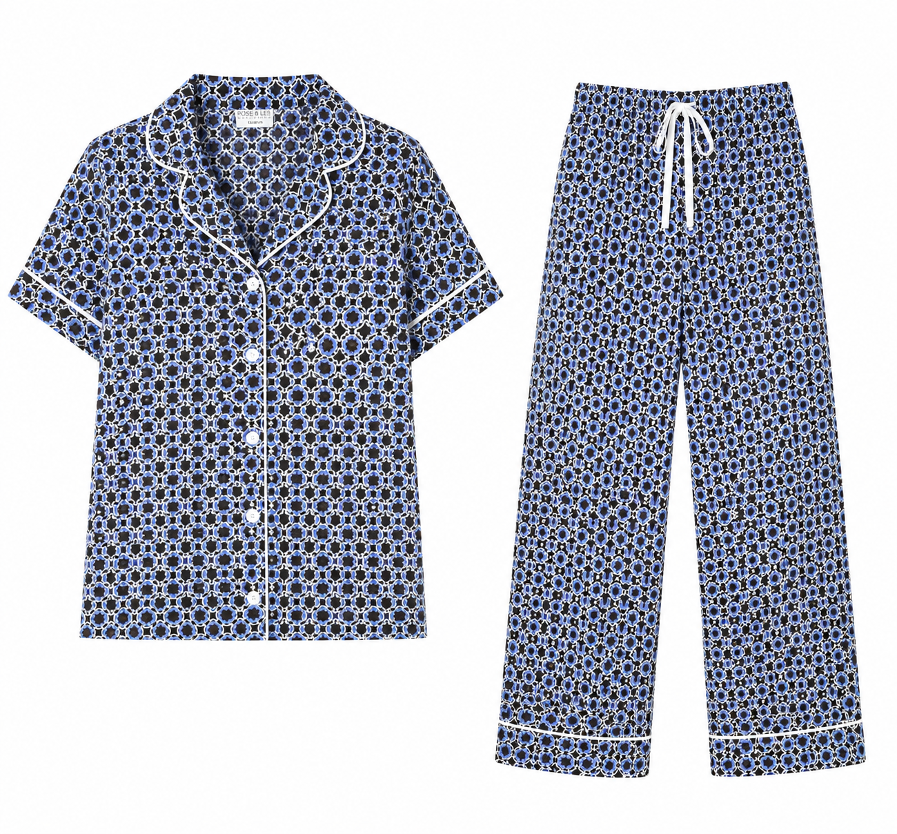 Rose & Lee Blue Geometric Pajama Set