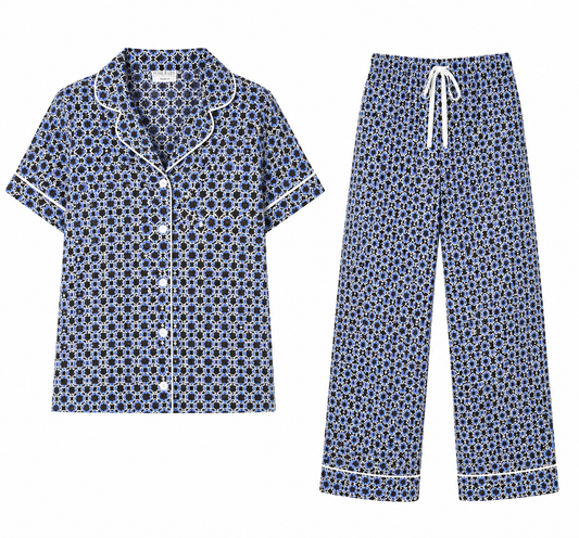 Rose & Lee Blue Geometric Pajama Set