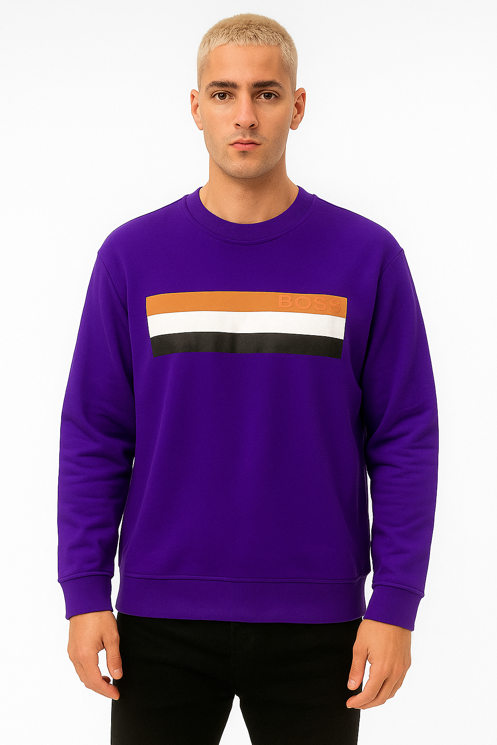 BOSS men’s crewneck sweatshirt in an elegant muted green tone