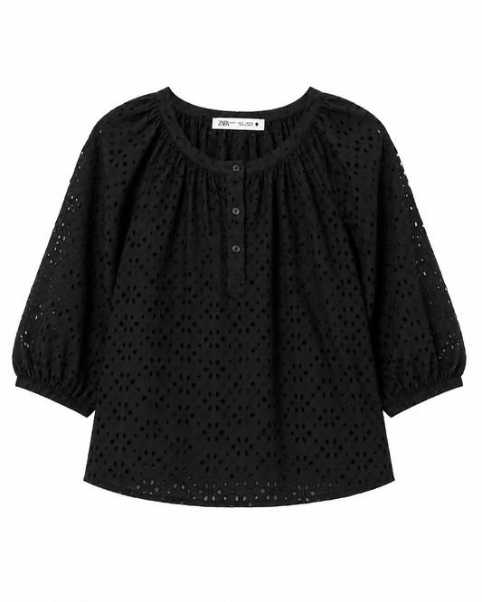 Zara – Broderie Anglaise Cotton Blouse
