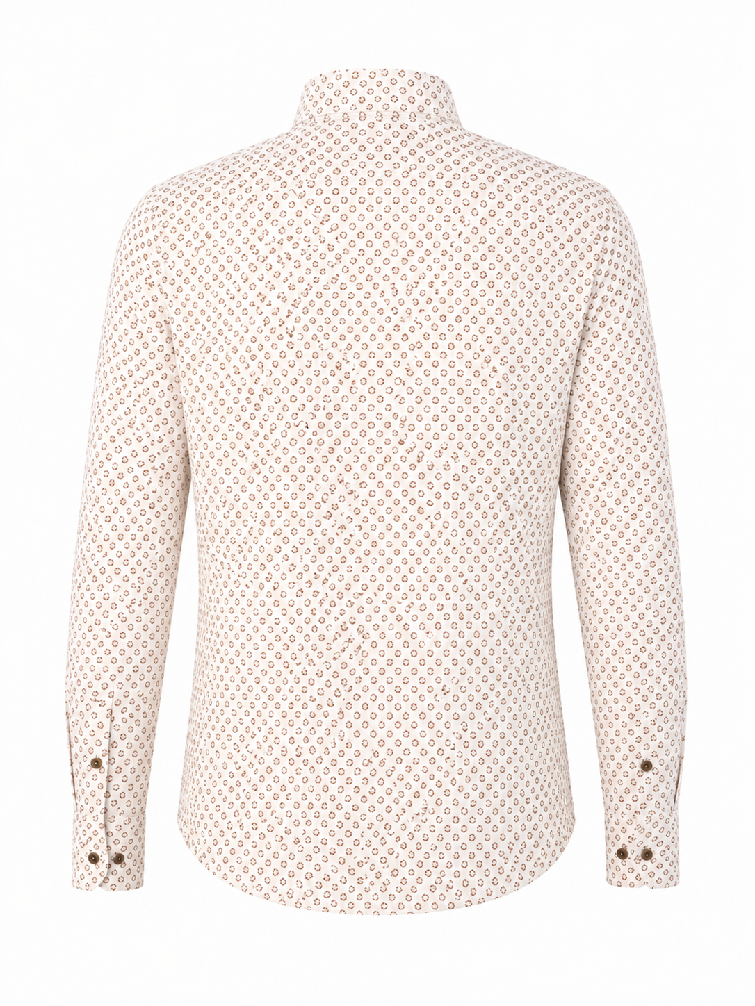 BOSS Beige Micro-Print Slim-Fit Shirt