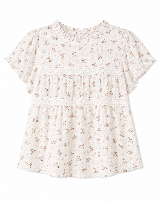 Vero Moda – Floral Lace Trim Ruffle Blouse