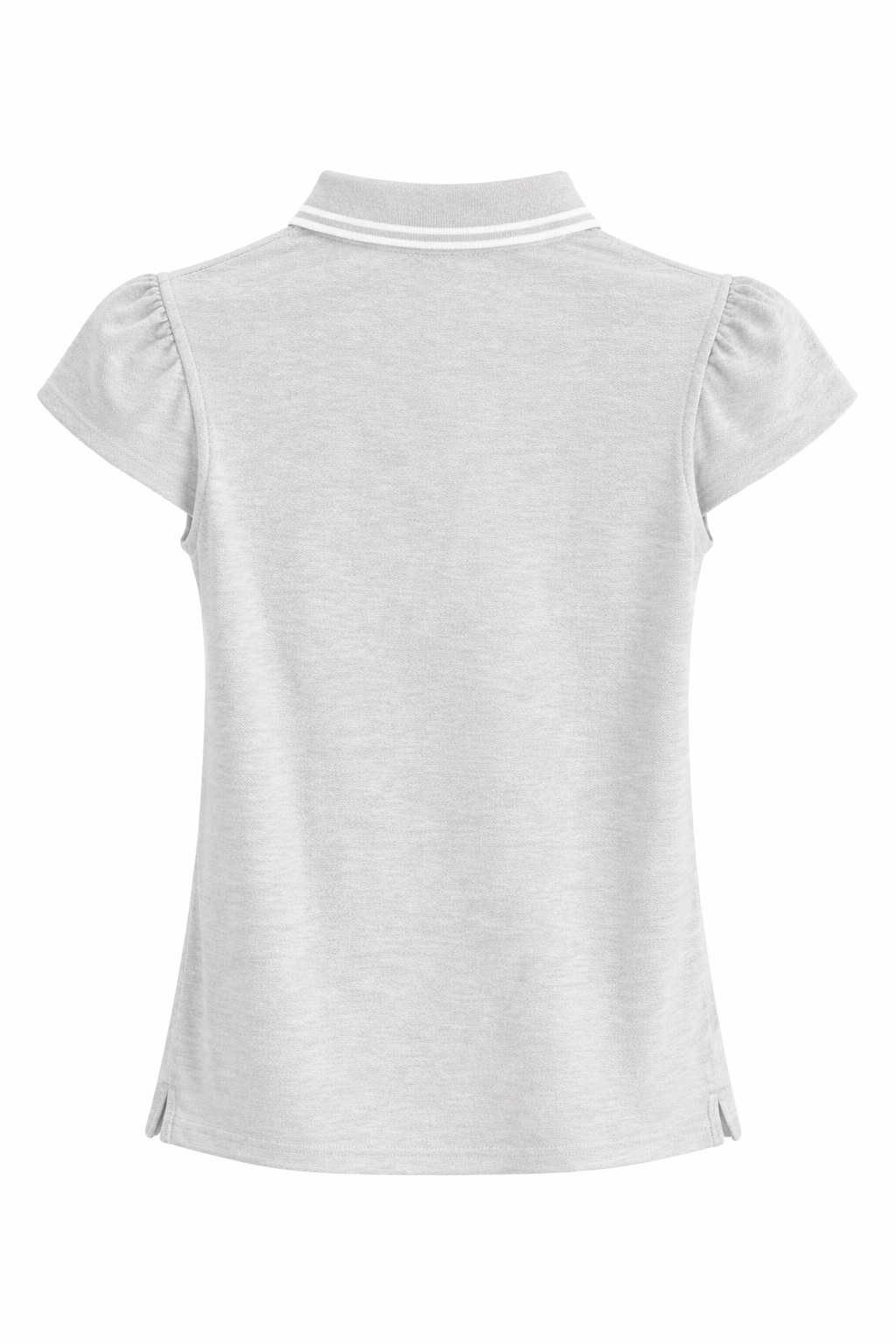 Women’s Grey Puff-Sleeve Polo Blouse
