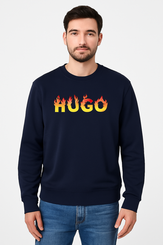 HUGO men’s crewneck sweatshirt in bold royal blue