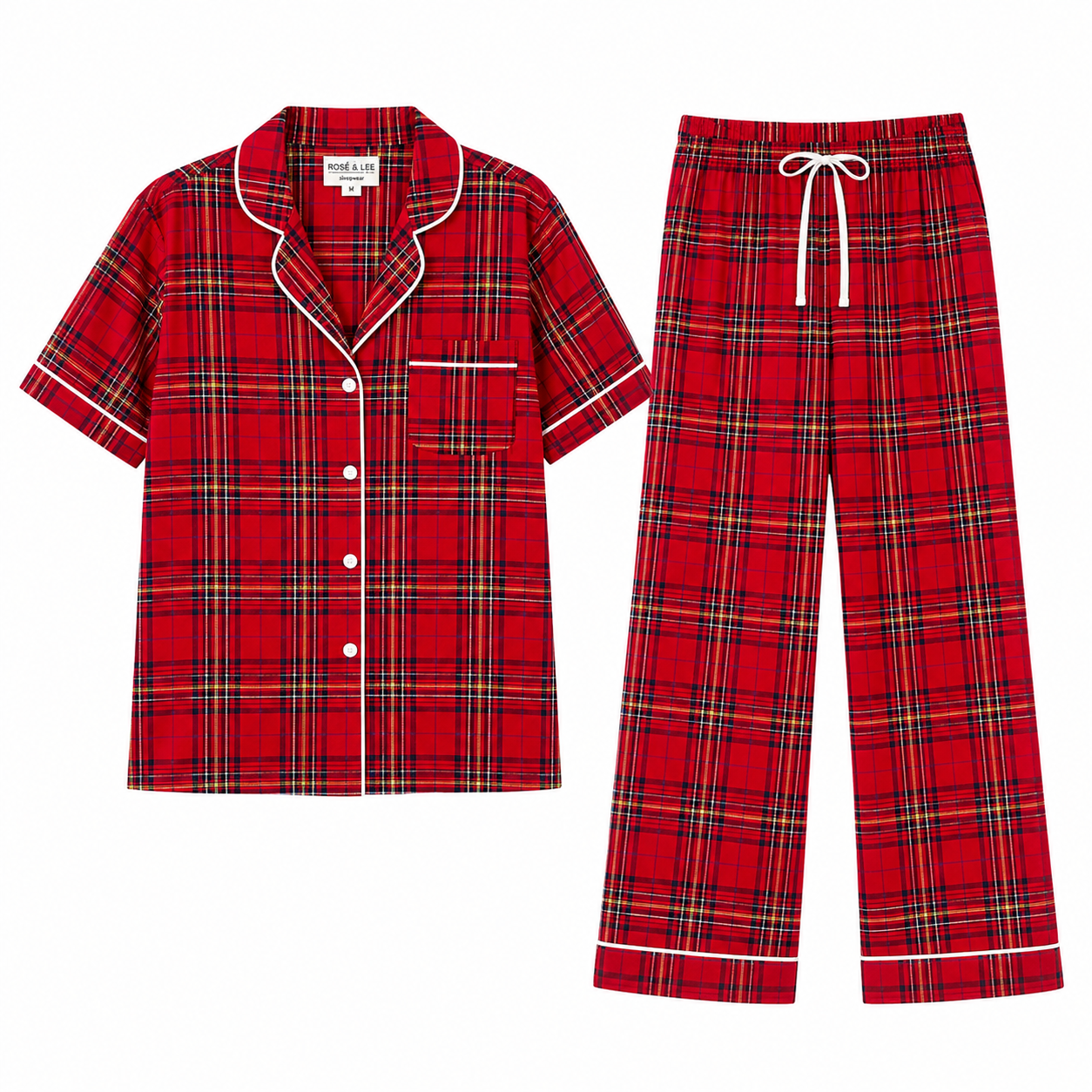 Rose & Lee Red Tartan Pajama Set