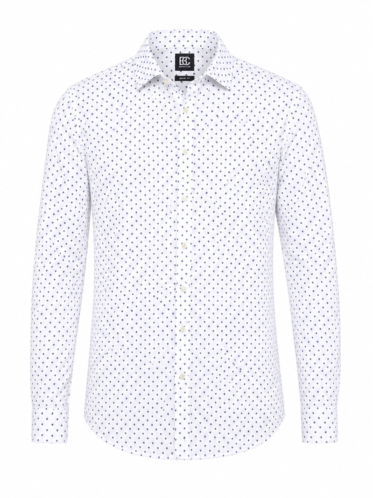 BOSS White Patterned Slim-Fit Shirt