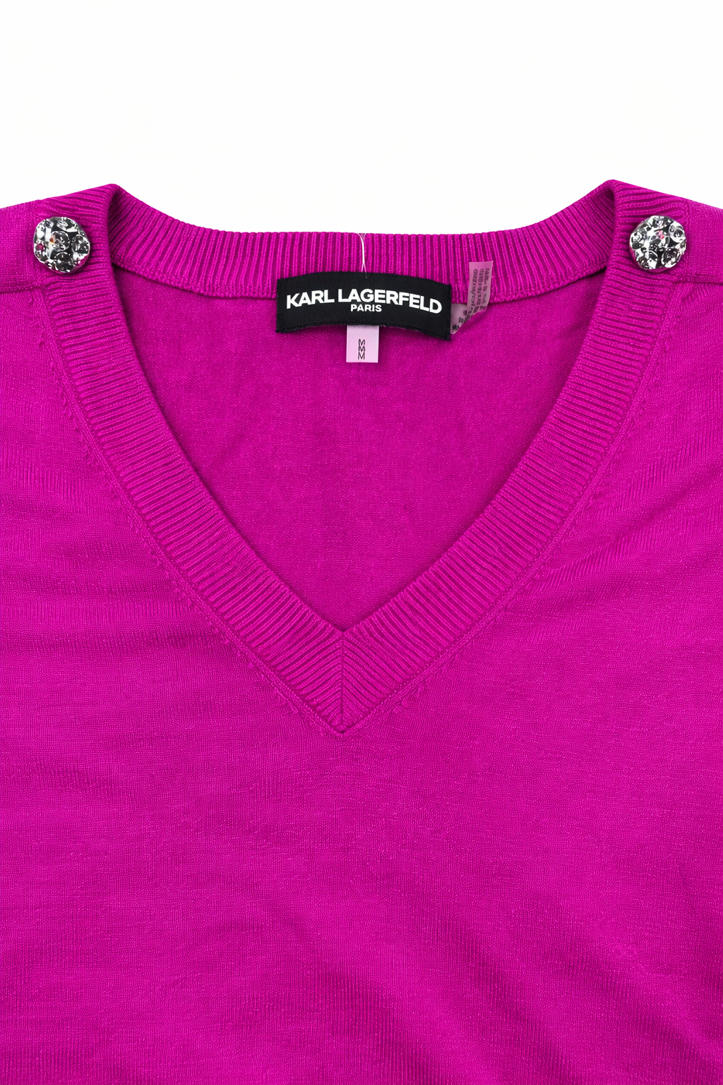 Karl Lagerfeld Paris Embellished Knit Blouse – Fuchsia Pink