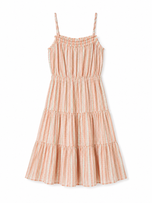 Aerie Striped Tiered Midi Dress – Product Description