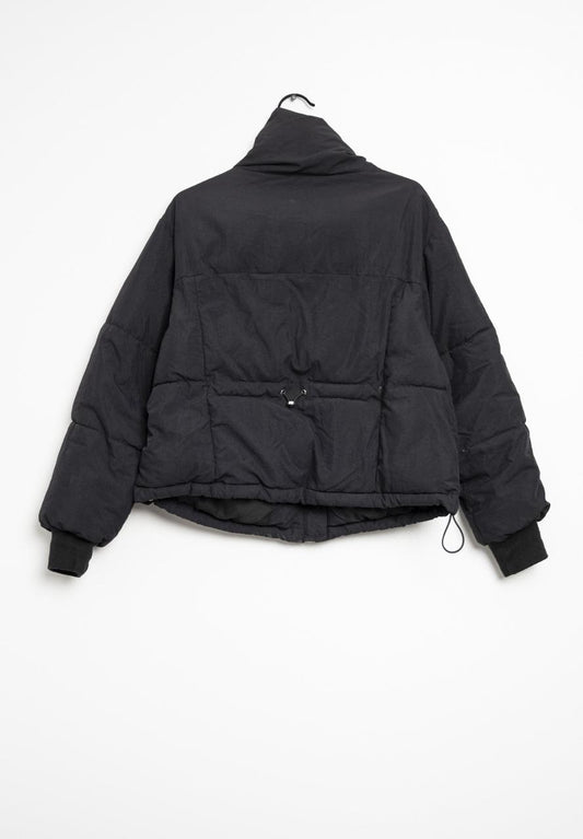 Bershka cropped puffer jacket – black
